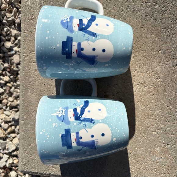Snowman Themed Blue Mugs - Picture 2 of 2